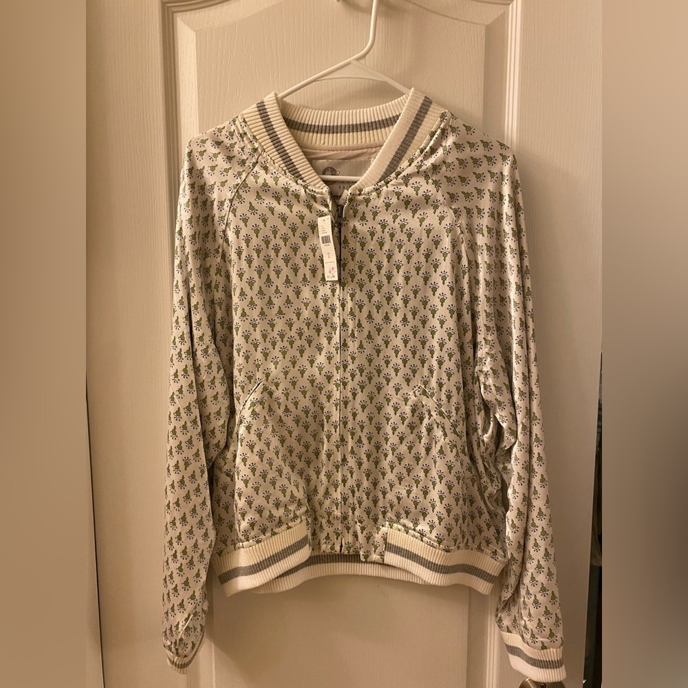 Anthropologie silk feel bomber jacket, NEW w/tags